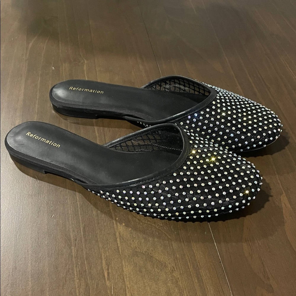 Reformation Melly Flat Mule - Black Rhinestone
Mesh